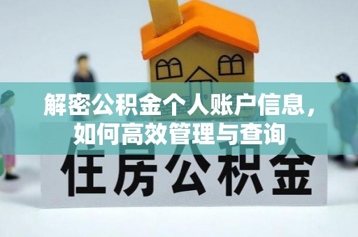 甘井子解密公积金个人账户信息，如何高效管理与查询